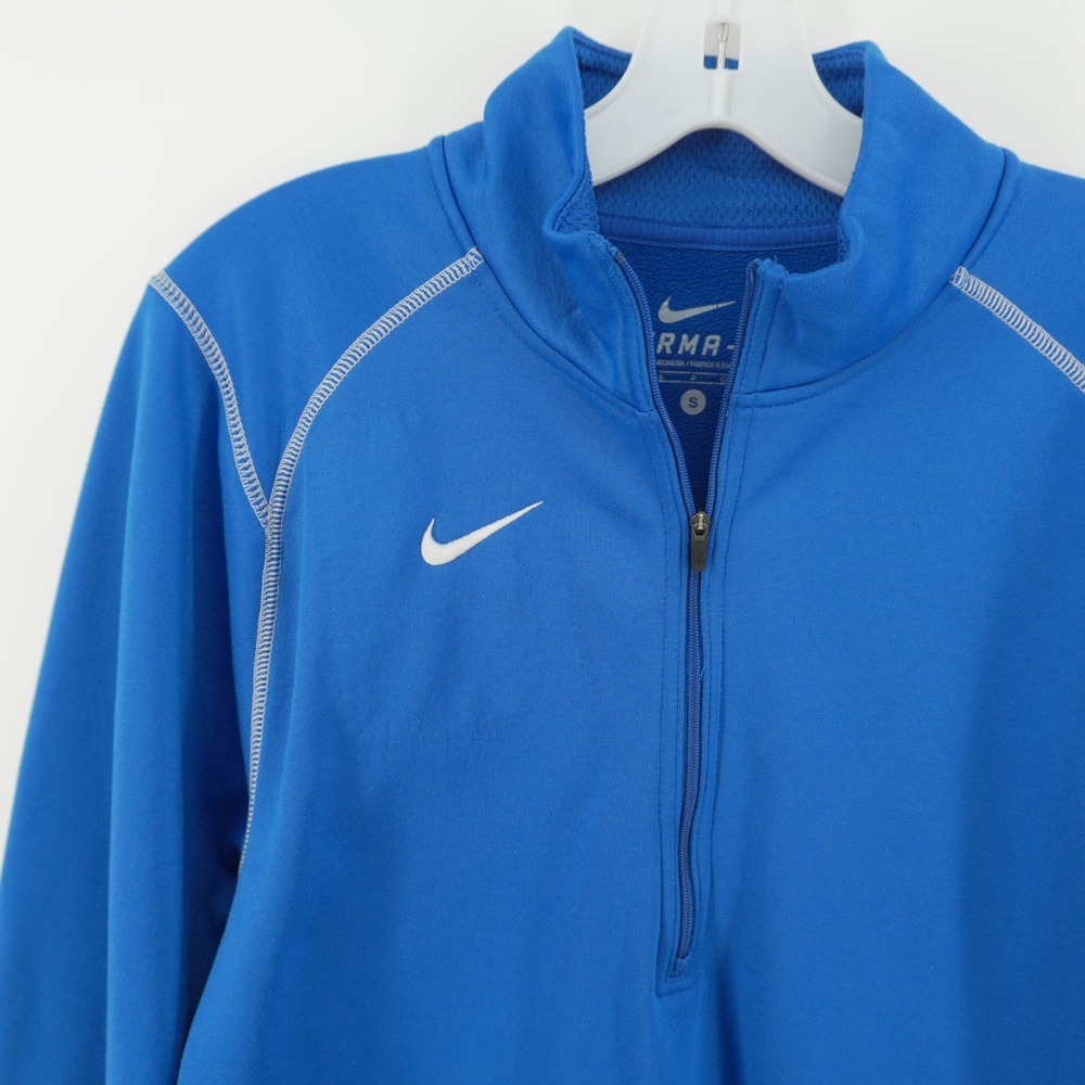 Nike Therma-FIT Quarter Zip Pullover Mens Small Blue Fleece Mesh Sportswear
